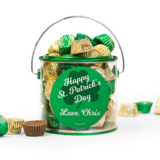 Personalized St. Patrick's Day Clovers Reese's Filled Green Paint Can