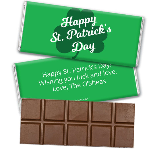 Personalized St. Patrick's Day Clover Belgian Chocolate Bar & Wrapper