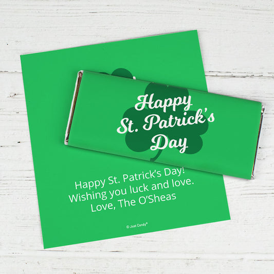 Personalized St. Patrick's Day Clover Chocolate Bar Wrappers