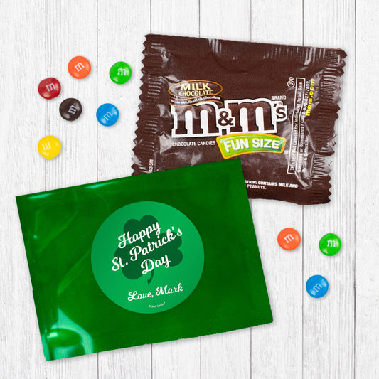 Personalized Happy St Patricks Day Clover Milk Chocolate M&Ms