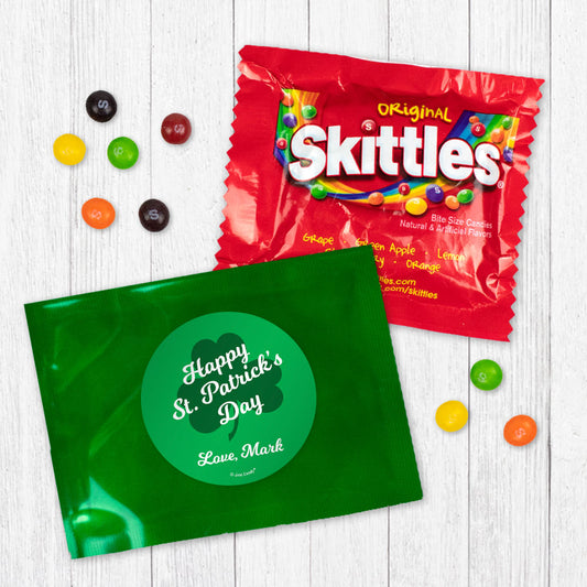 Personalized Happy St Patricks Day Clover Skittles