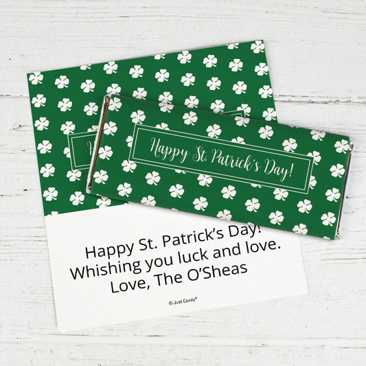 Personalized St. Patrick's Day Shamrocks Chocolate Bar Wrappers