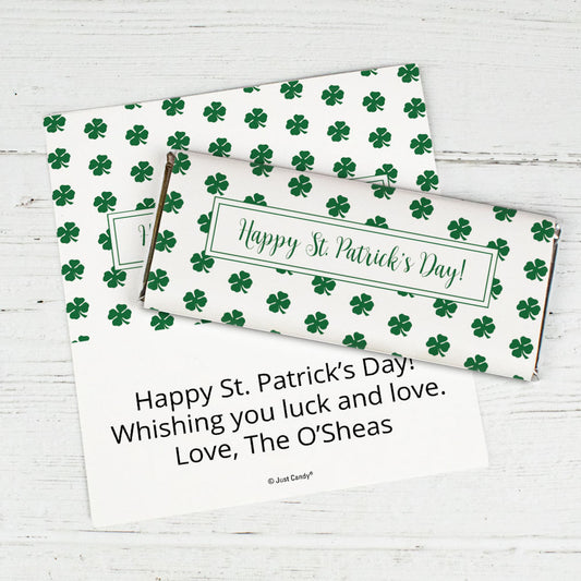 Personalized St. Patrick's Day Shamrocks Chocolate Bar Wrappers