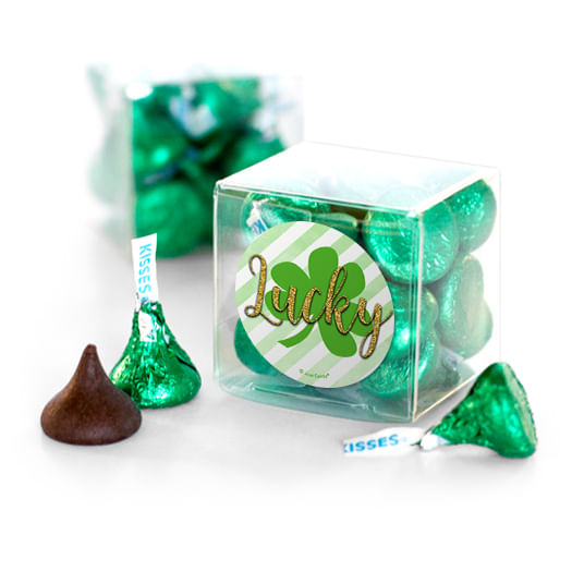 St. Patrick's Day Stripes Hershey's Kisses Clear Gift Box