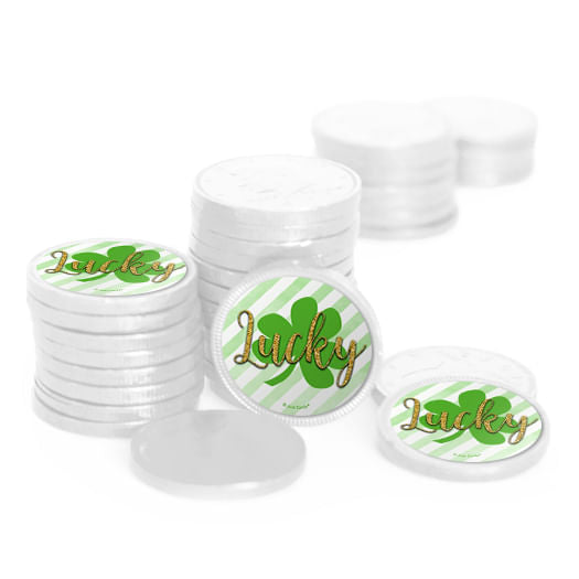 St. Patrick's Day Stripes Chocolate Coins with Stickers