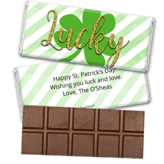 Personalized St. Patrick's Day Stripes Belgian Chocolate Bar & Wrapper