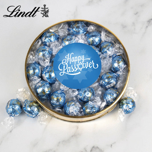 Personalized Happy Passover Large Gold Lindt Gift Tin