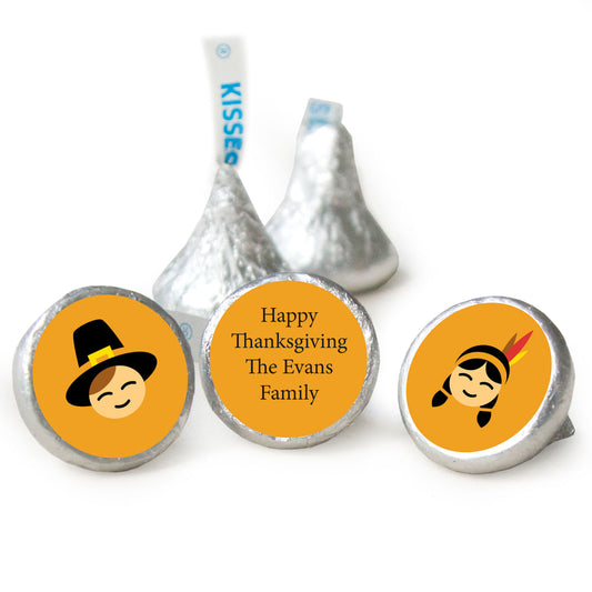 Thanksgiving Personalized Hershey's Kisses Indians and Pilgrims Assembled Kisses