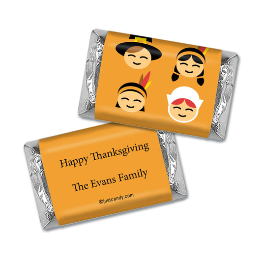 Thanksgiving Personalized Hershey's Miniatures Wrappers Indians and Pilgrims