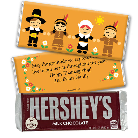 Thanksgiving Personalized Hershey's Milk Chocolate Bar Indians and Pilgrims