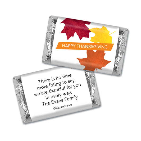 Thanksgiving Personalized Hershey's Miniatures Wrappers Fall Leaves