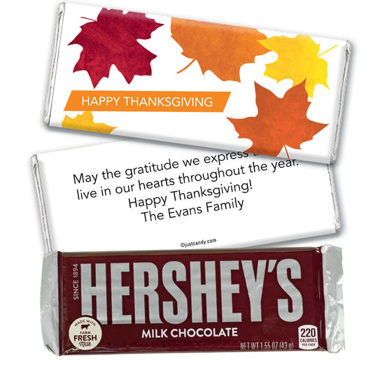 Thanksgiving Personalized Hershey's Milk Chocolate Bar Fall Leaves