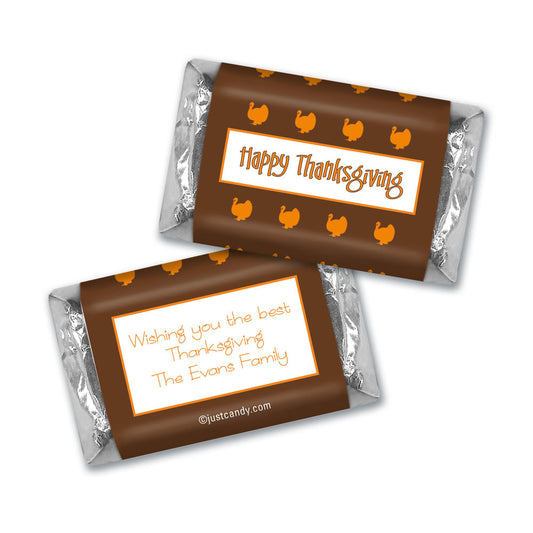 Thanksgiving Personalized Hershey's Miniatures Happy Turkeys