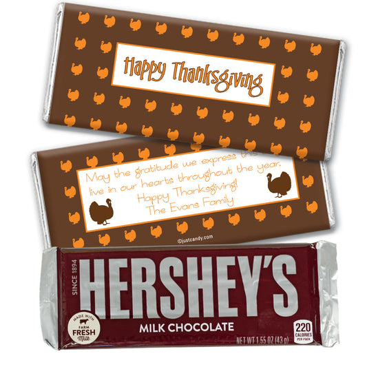 Thanksgiving Personalized Hershey's Milk Chocolate Bar Happy Turkeys