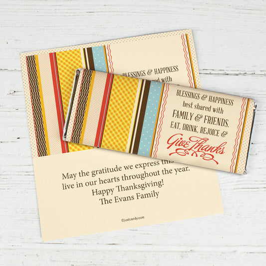 Thanksgiving Personalized Chocolate Bar Wrappers Share Blessings Give Thanks