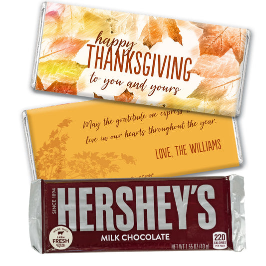 Personalized Thanksgiving Falling Into Autumn Hershey's Milk Chocolate Bar & Wrapper