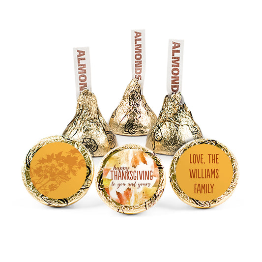 Personalized Thanksgiving Falling into Autumn Hershey's Kisses