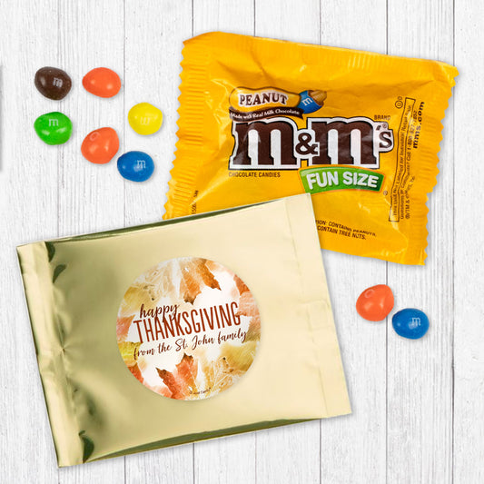 Personalized Thanksgiving Falling Into Autumn Peanut M&Ms