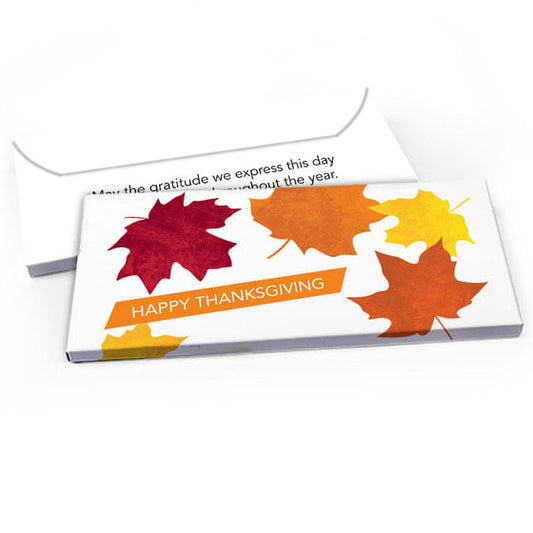 Deluxe Personalized Thanksgiving Fall leaves Candy Bar Favor Box