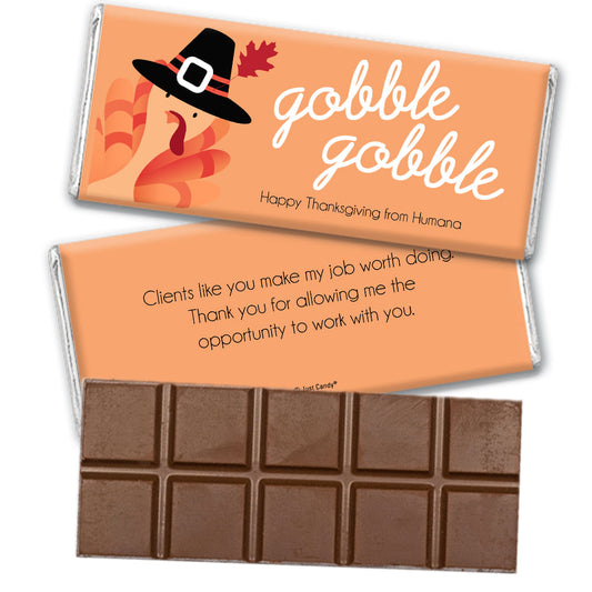 Personalized Thanksgiving Gobble Gobble Belgian Chocolate Bar & Wrapper