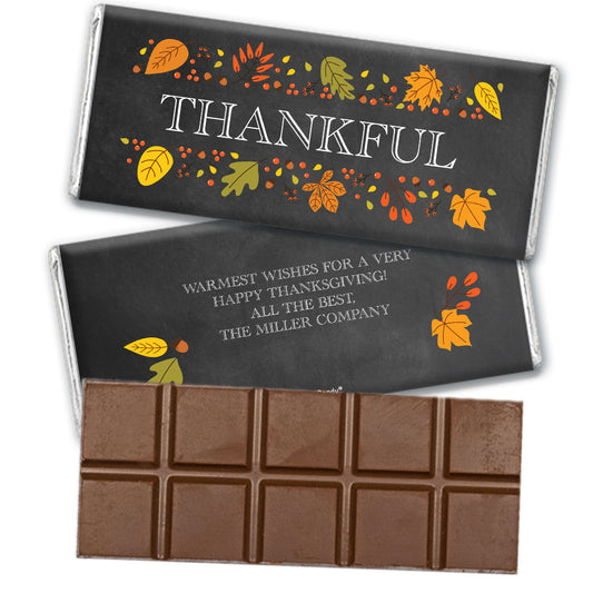 Personalized Thankful Thanksgiving Belgian Chocolate Bar & Wrapper