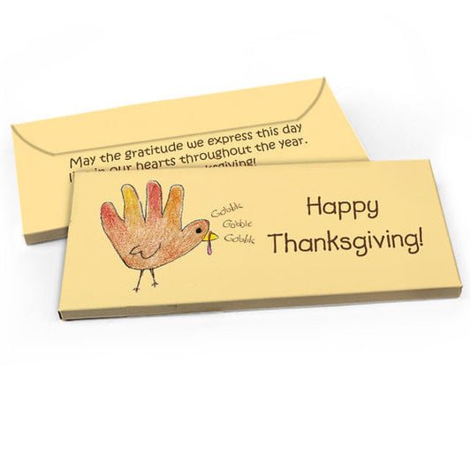 Deluxe Personalized Thanksgiving Handprint Turkey Candy Bar Favor Box