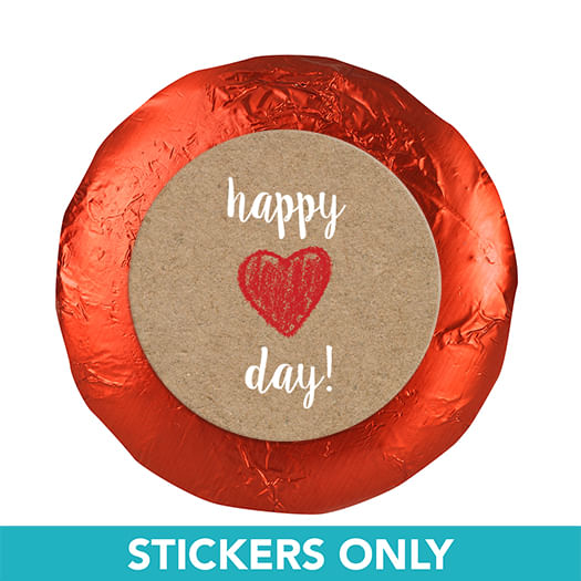 Valentine's Day Red Heart 1.25" Stickers (48 Stickers)