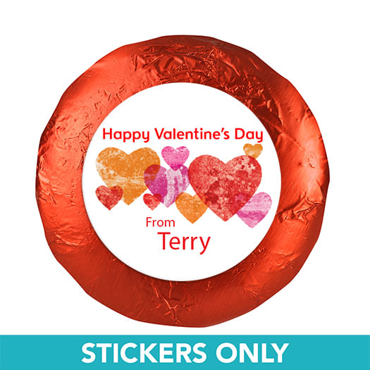 Valentine's Day Marble Hearts 1.25" Stickers (48 Stickers)