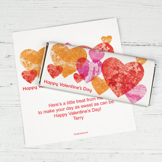 Valentine's Day Personalized Chocolate Bar Wrappers Tissue Paper Hearts