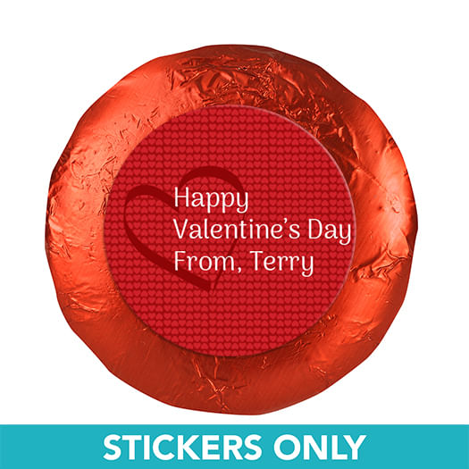 Valentine's Day Heart Pattern 1.25" Stickers (48 Stickers)