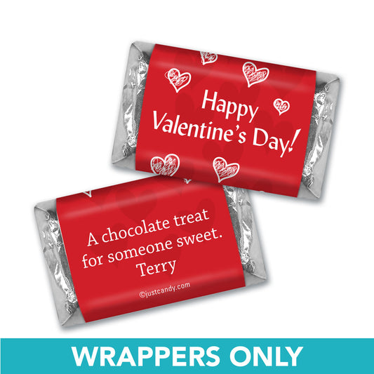 Valentine's Day Personalized Hershey's Miniatures Wrappers Heart Confetti