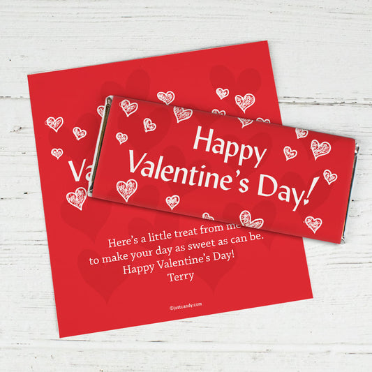 Valentine's Day Personalized Chocolate Bar Wrappers Heart Confetti