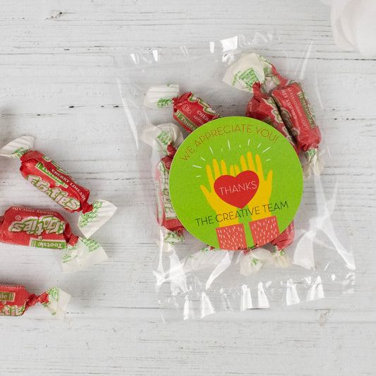 Personalized Valentines Day Candy Bag with Frooties - Heart in Hands