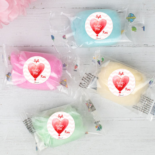 Personalized Valentine's Day Cotton Candy (Pack of 10) Favor - Love Balloon