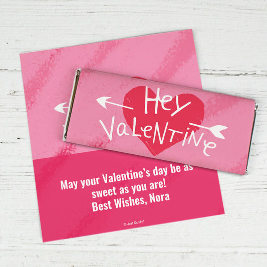 Personalized Valentine's Day Hey Valentine Chocolate Bar Wrappers Only