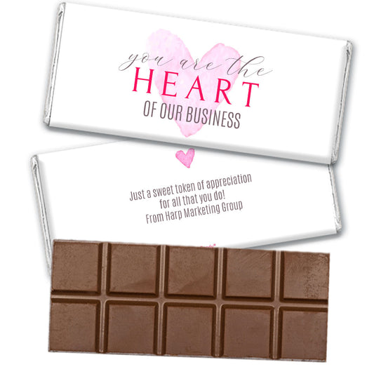 Personalized Valentine's Day Heart of Our Business Belgian Chocolate Bar & Wrapper