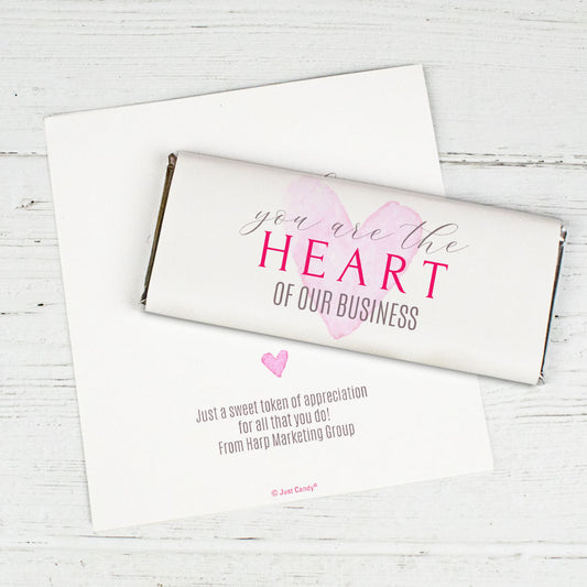 Personalized Valentine's Day Heart of Our Business Chocolate Bar Wrappers Only