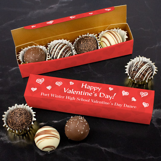 Personalized Valentine's Day 4pc Truffle Favor - Scribble Hearts