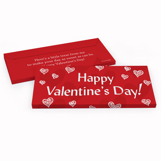 Deluxe Personalized Valentine's Day Scribble Hearts Candy Bar Favor Box