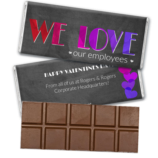 Personalized Valentine's Day Love Our Employees Belgian Chocolate Bar & Wrapper