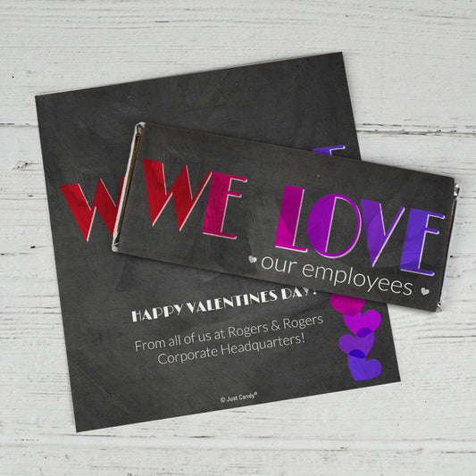 Personalized Valentine's Day Love Our Employees Chocolate Bar Wrappers Only