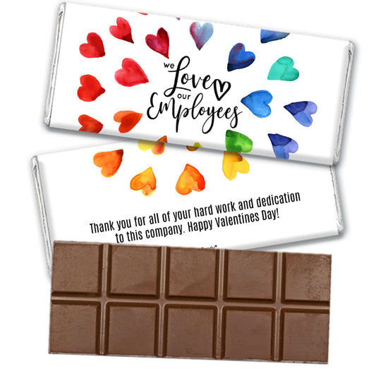 Personalized Valentine's Day Rainbow Hearts Belgian Chocolate Bar & Wrapper