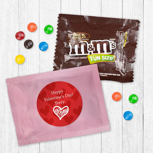 Personalized Valentine's Day Scribble Hearts Milk Chocolate M&Ms