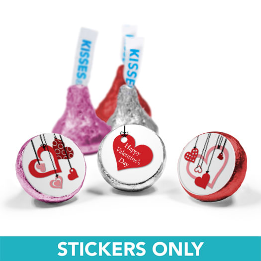 Valentine's Day 3/4" Sticker Hanging Hearts (108 Stickers)