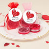 Personalized Valentine's Day Hanging Heart Chocolate Coins in XS Organza Bags with Gift Tag