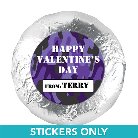 Valentine's Day Camo 1.25" Stickers (48 Stickers)