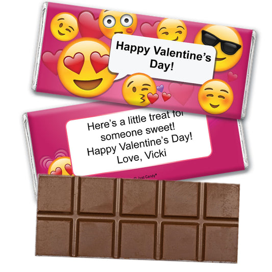 Personalized Valentine's Day Emoji Belgian Chocolate Bar & Wrapper