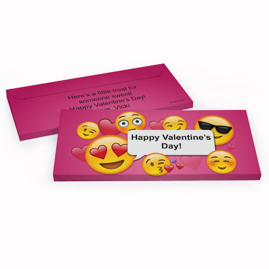 Deluxe Personalized Valentine's Day Emoji Valentine Candy Bar Favor Box