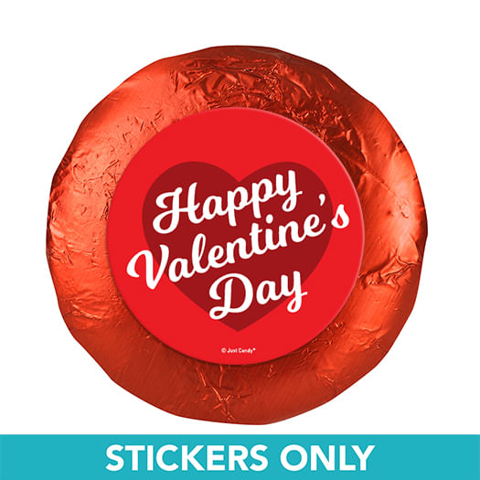 Valentine's Day Script Heart 1.25" Stickers (48 Stickers)