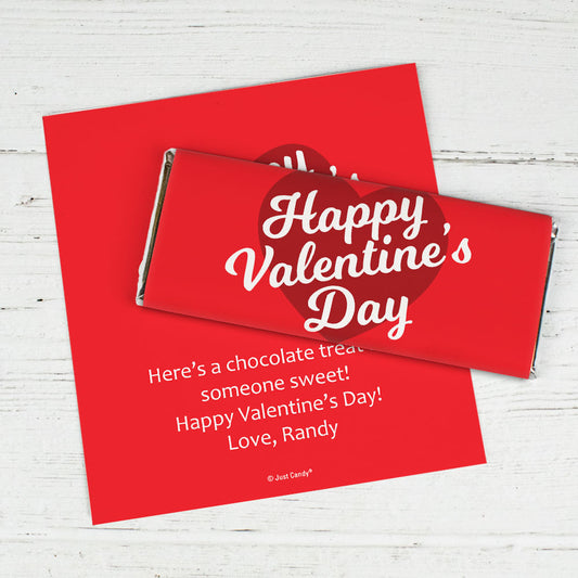 Personalized Valentine's Day Script Heart Chocolate Bar Wrappers